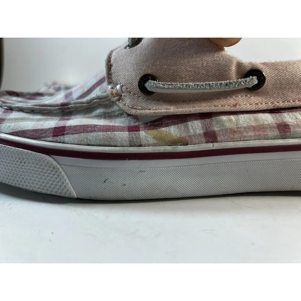 Sperry Topsider Pink Plaid Sneakers Boat Shoes Women’s 9 *flaw